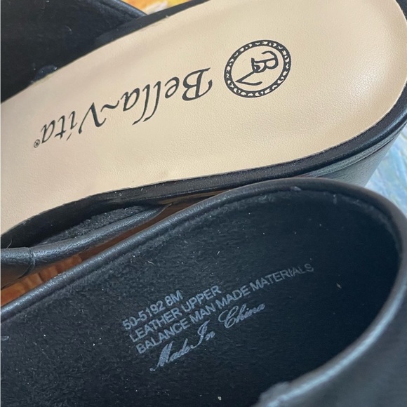 Bella Vita Kathy Open Toe Black Leather Mule Sandals Women Size 8 - Picture 9 of 17